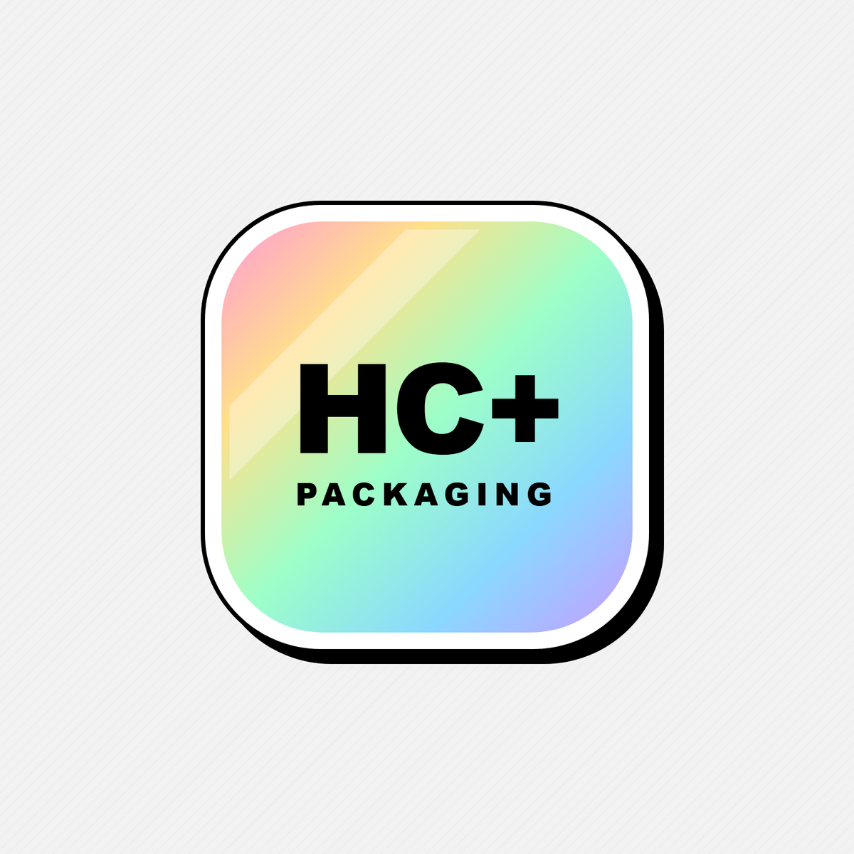 Holographic Stickers with the HC Packaging Plus logo