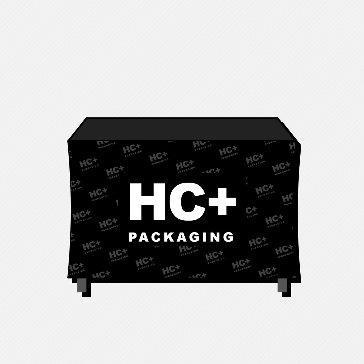 Stretched Tablecloths with the HC Packaging Plus logo